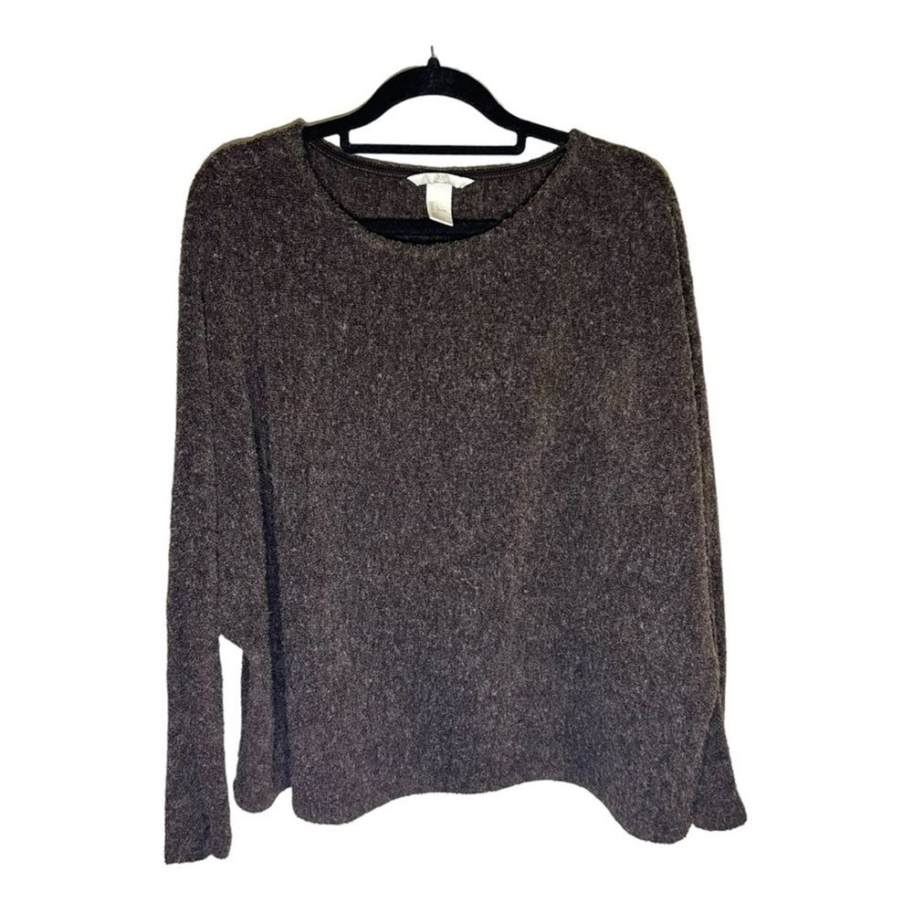 HM LOGG Womens Dark Brown Marl Oversized Dolman Sleeve Knit Sweater Medium